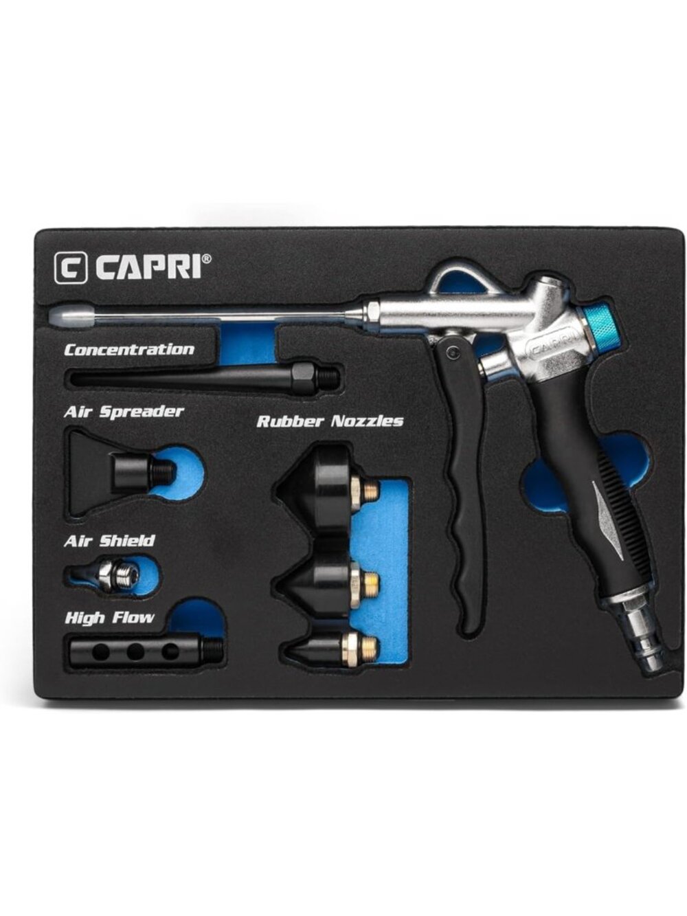 Versatile 2-Way Air Blow Gun Kit with Nozzles & Rubber Tips - 8-Piece Set